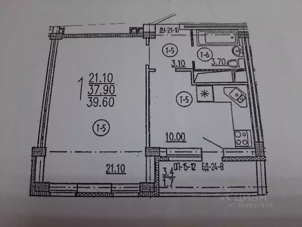 1-к кв. Пензенская область, Пенза Ладожская ул., 144А (37.0 м) - Фото 0