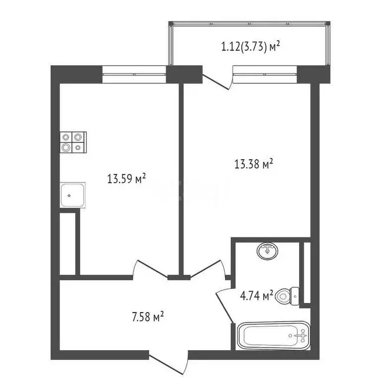 1-комнатная квартира: Калининград, улица Николая Карамзина, 4 (40 м) - Фото 0