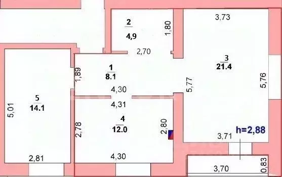 2-к кв. Липецкая область, Липецк ул. Пожарского, 1 (66.4 м) - Фото 2