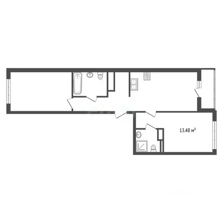 2-к кв. Ленинградская область, Всеволожский район, Заневское городское ... - Фото 2