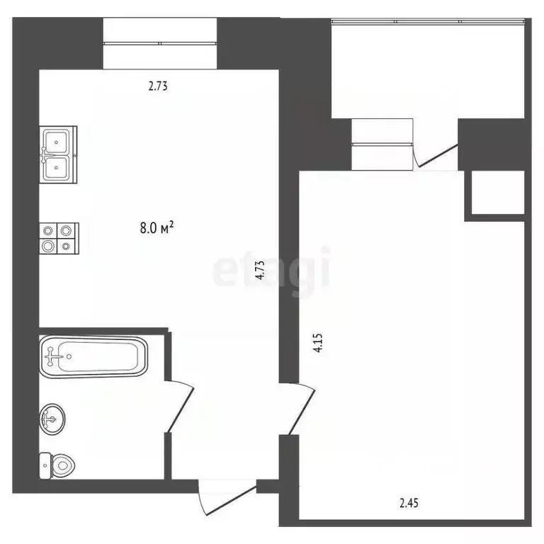 1-к кв. Вологодская область, Вологда ул. Маршала Конева, 23 (22.1 м) - Фото 2