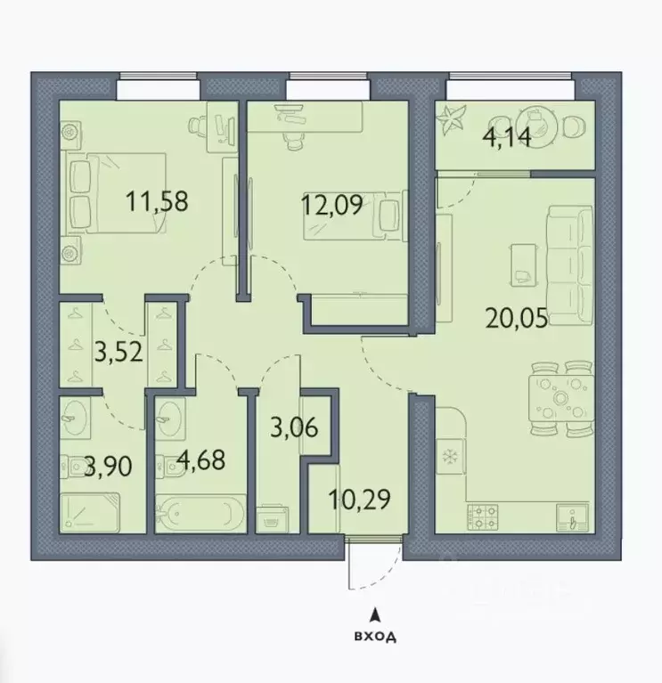 2-к кв. Брянская область, Брянский район, пос. Мичуринский, ... - Фото 1