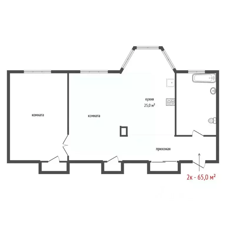 2-к кв. Свердловская область, Екатеринбург просп. Ленина, 69к8 (65.0 ... - Фото 2