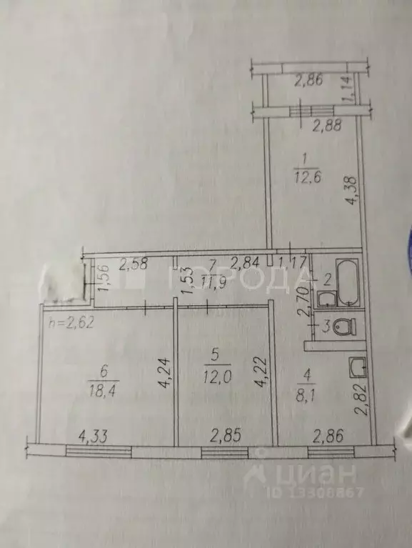3-к кв. Кемеровская область, Новокузнецк просп. Авиаторов, 49 (66.8 м) - Фото 2
