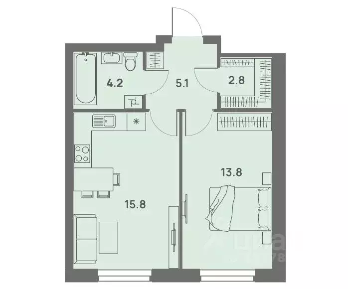 2-к кв. Пермский край, Пермь Трамвайная ул., 27 (41.6 м) - Фото 1