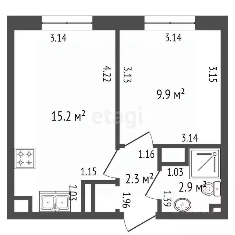 1-к кв. Санкт-Петербург дор. Муринская, 25к3 (30.8 м) - Фото 1