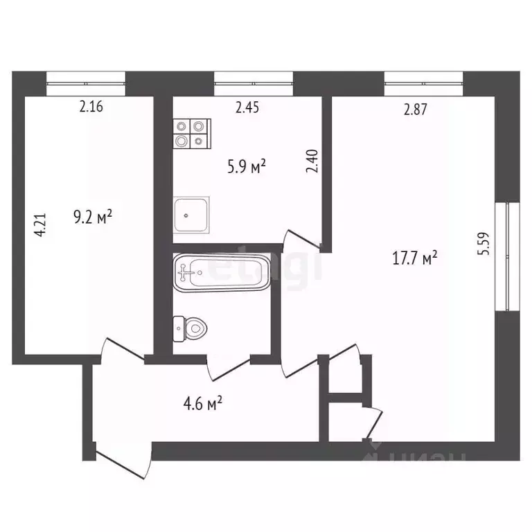 2-к кв. Камчатский край, Елизово ул. Ларина, 4 (40.2 м) - Фото 1