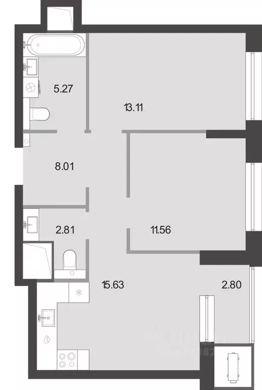 2-к кв. Тульская область, Тула ул. Фридриха Энгельса, 74 (59.19 м) - Фото 2