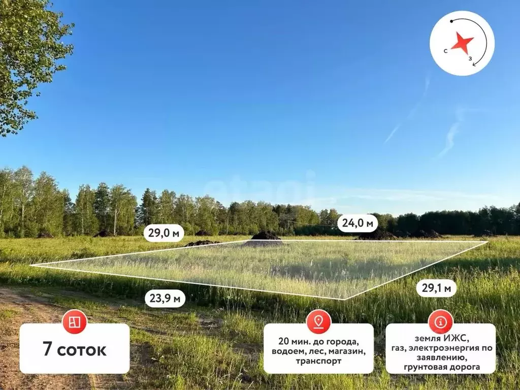 Участок в Тюменская область, Тюменский район, д. Ушакова  (7.0 сот.) - Фото 1