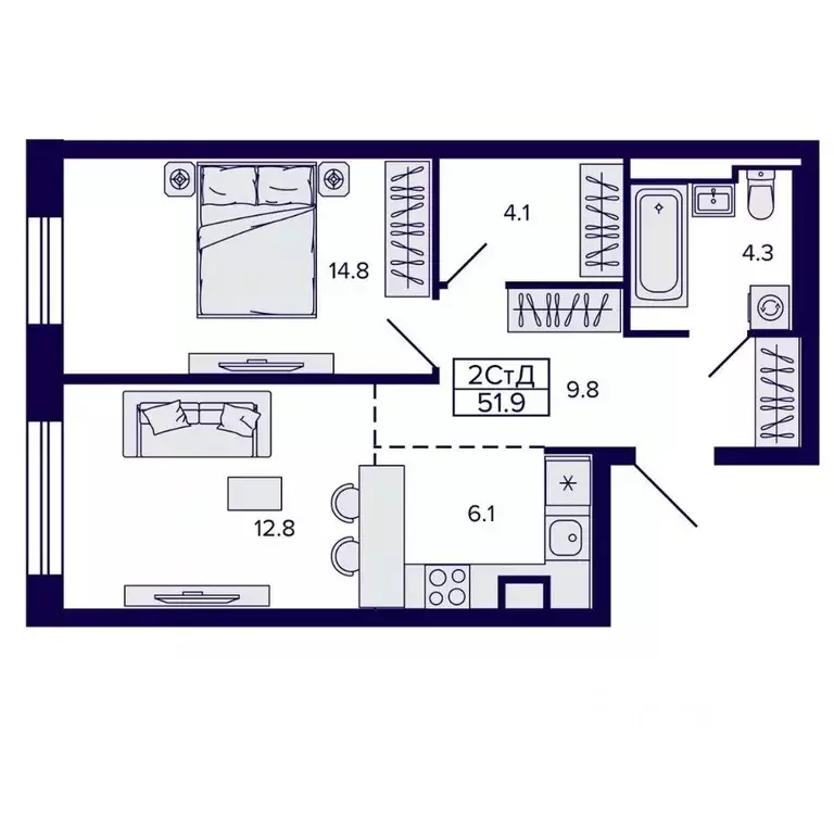 2-к кв. Хабаровский край, Хабаровск ул. Карла Маркса (51.91 м) - Фото 1