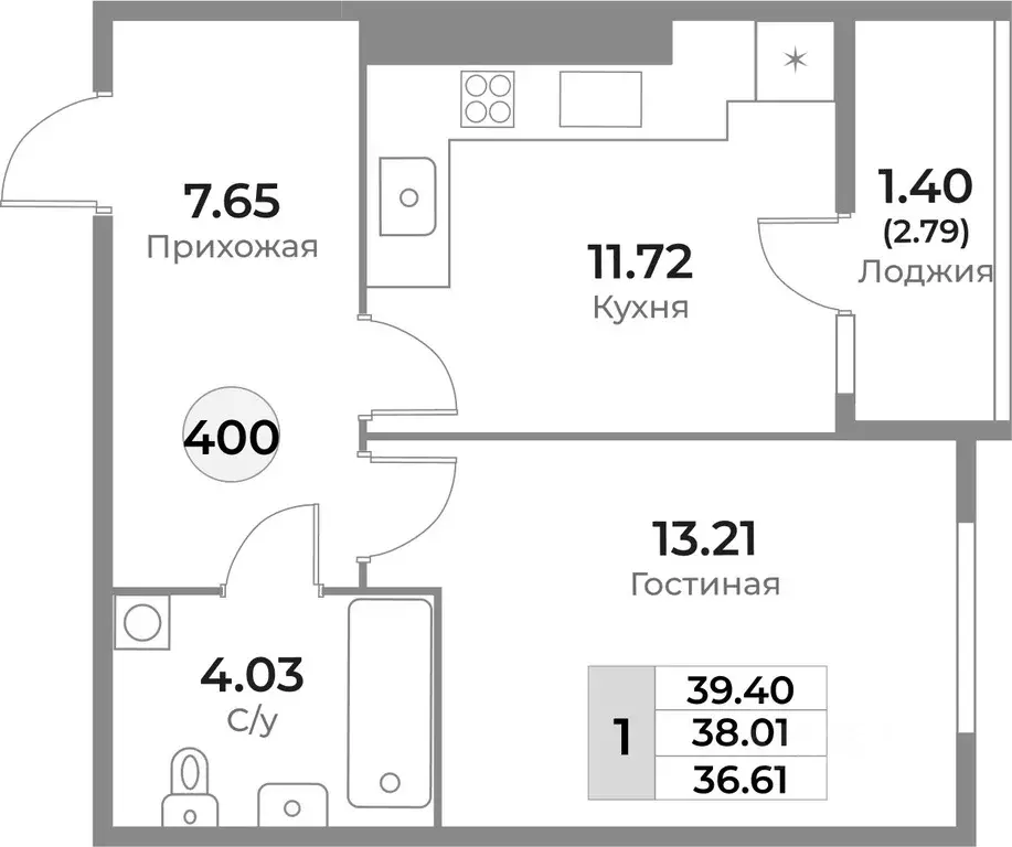 1-к кв. Калининградская область, Калининград Легенды Девау жилой ... - Фото 0