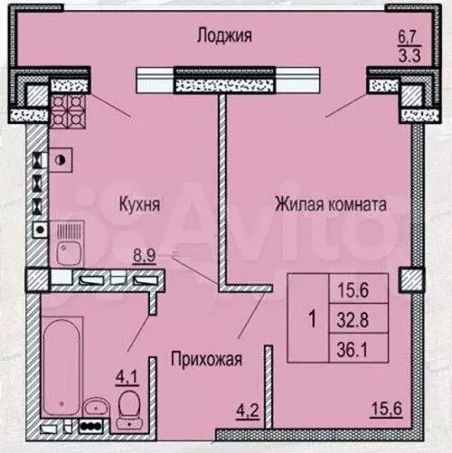 1-к. квартира, 36 м, 5/10 эт. - Фото 0