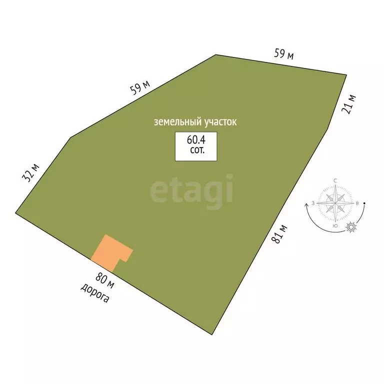 Дом в село Тюнево, Зелёная улица (56.9 м) - Фото 1