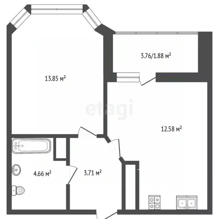 1-к кв. Краснодарский край, Краснодар ул. Красных Партизан, 1/4к16 ... - Фото 1