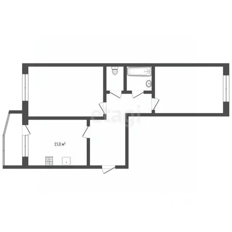 2-к кв. Тюменская область, Тюмень Антипино мкр, ул. Беловежская, 7 ... - Фото 2