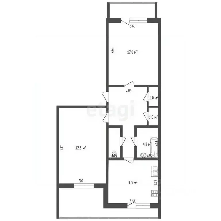 2-к кв. Крым, Феодосия ш. Симферопольское, 57 (50.7 м) - Фото 2