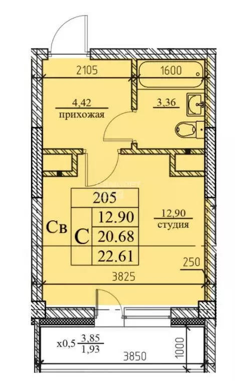 1-комнатная квартира: Омск, улица Дианова, 34 (23 м) - Фото 1