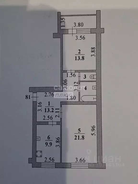 2-к кв. Липецкая область, Липецк ул. Имени Мичурина, 22А (68.0 м) - Фото 2
