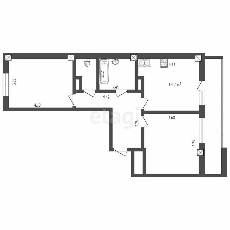 2-комнатная квартира: Патрушева, улица Фёдора Достоевского, 24 (59 м) - Фото 0