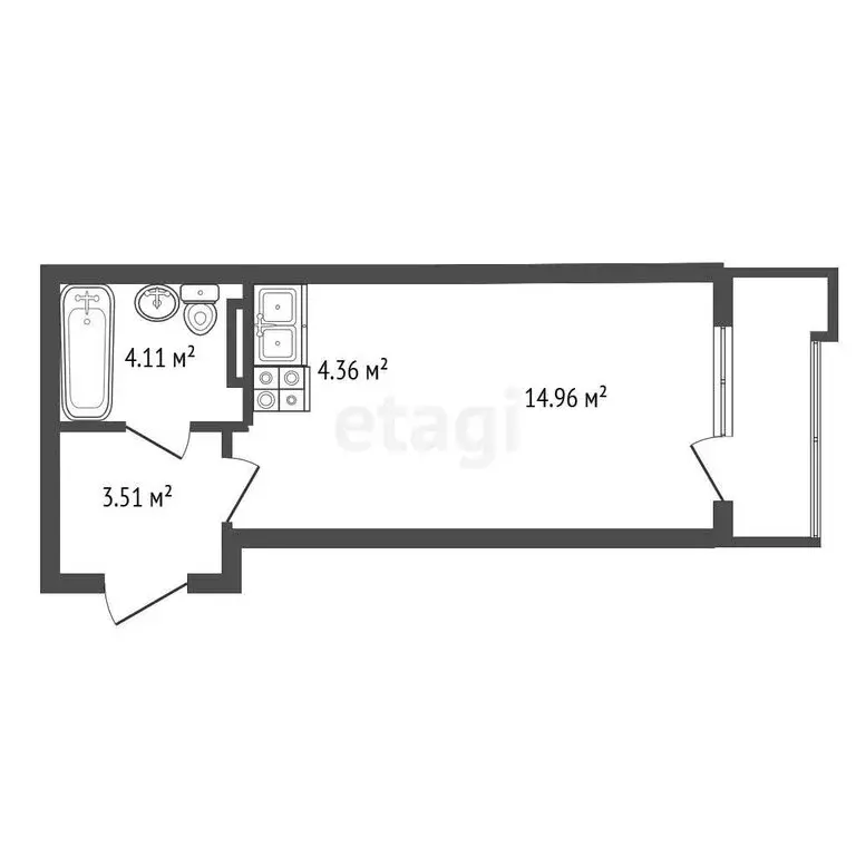 1-комнатная квартира: Воронеж, улица 121-й Стрелковой Дивизии, 9 (26.8 ... - Фото 1