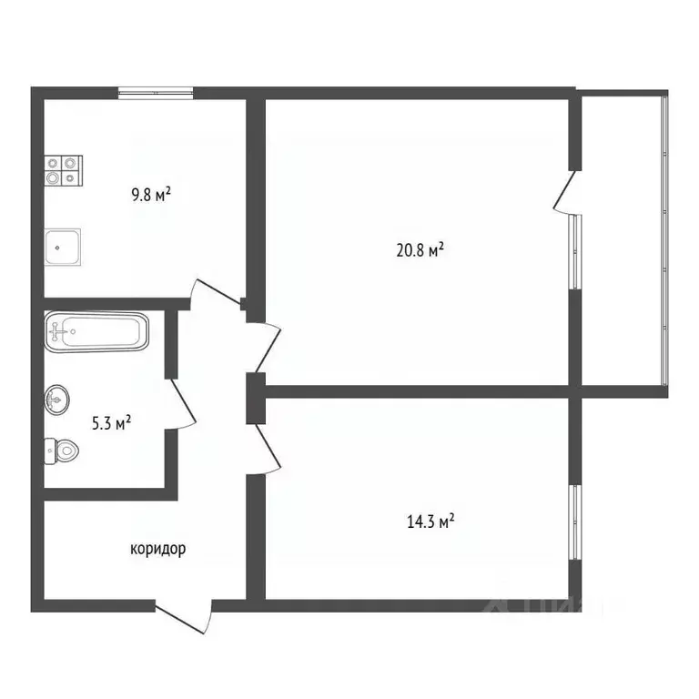 2-к кв. Воронежская область, Воронеж Бригадный пер., 20 (83.7 м) - Фото 2