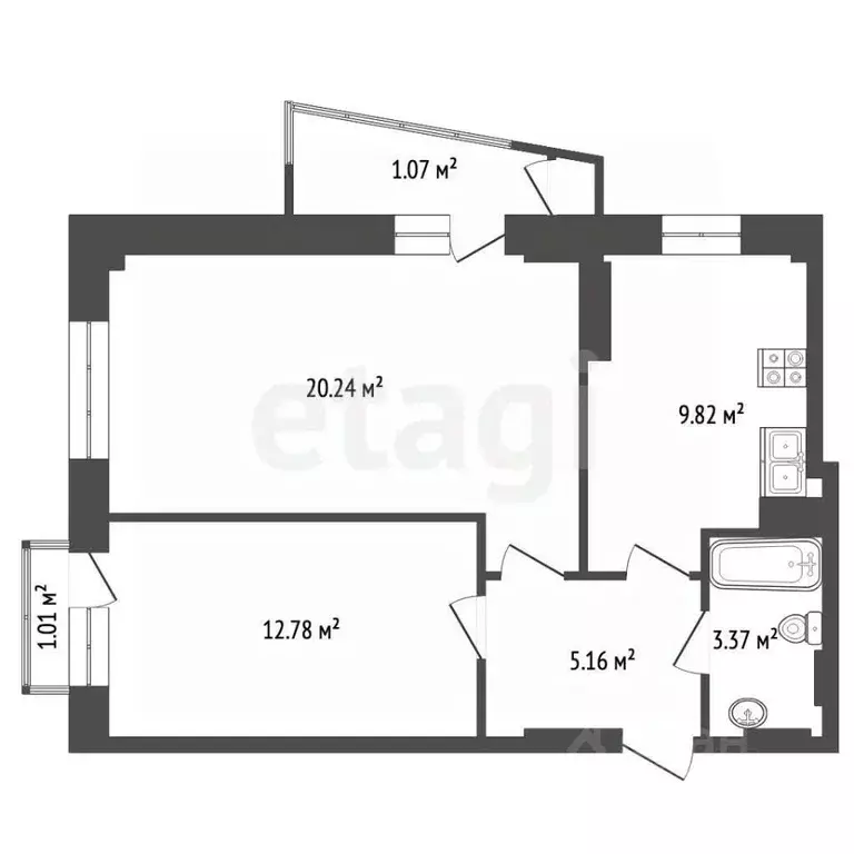 2-к кв. Ростовская область, Аксай просп. Ленина, 40 (52.7 м) - Фото 2