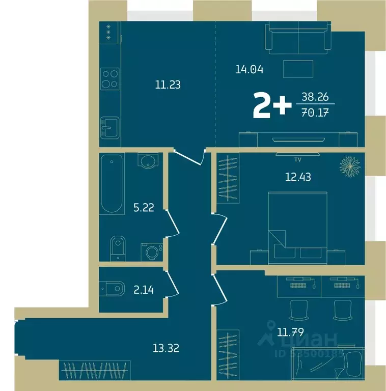 2-к кв. Башкортостан, Уфа Революционная ул., 39/4 (70.17 м) - Фото 1