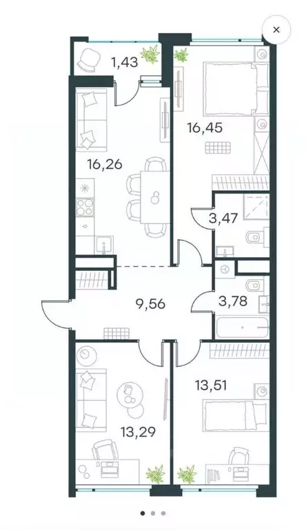3-к кв. Московская область, Красногорск городской округ, Отрадное пгт ... - Фото 2