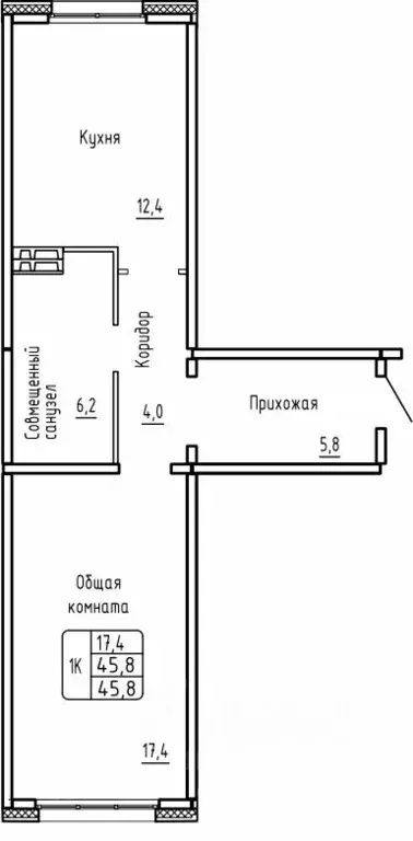 1-к кв. Новосибирская область, Новосибирск  (45.8 м) - Фото 0