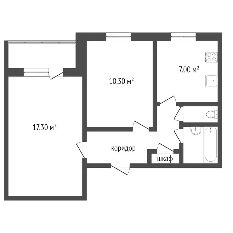 2-комнатная квартира: Тобольск, 6-й микрорайон, 17 (44 м) - Фото 0