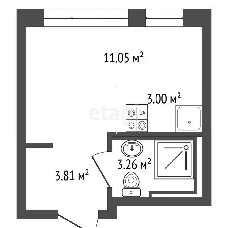 Квартира-студия: Тюмень, улица Юрия Рогачева, 11к1 (20 м) - Фото 1