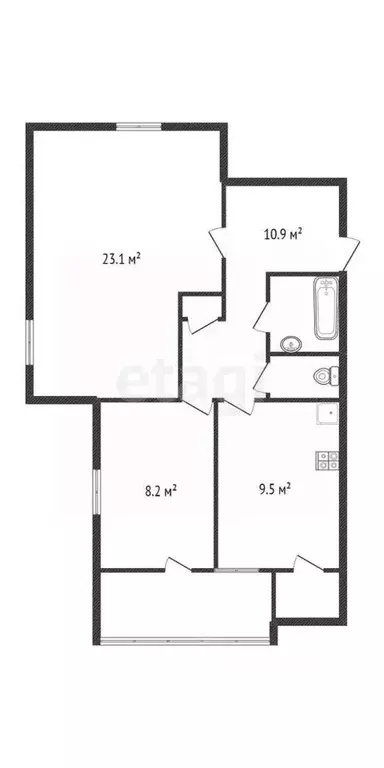2-к кв. Калужская область, Обнинск ул. Курчатова, 60 (57.7 м) - Фото 2
