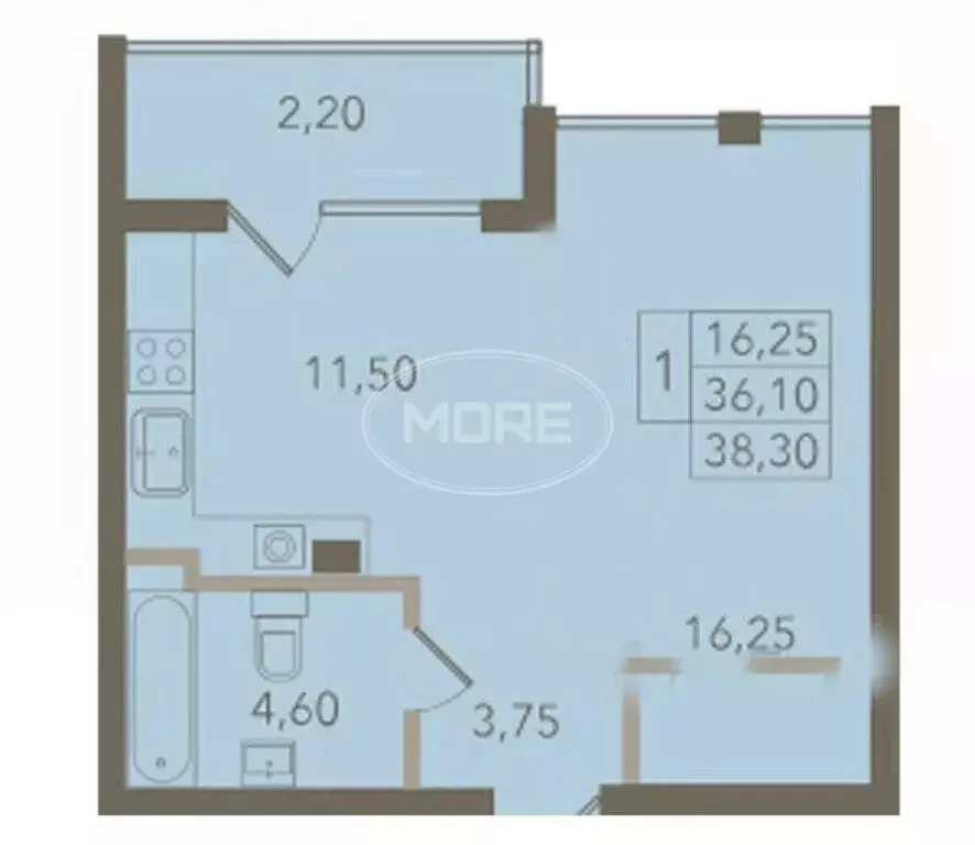 Квартира-студия: посёлок Лесное, Дюнная улица, 21к2 (38.8 м) - Фото 1