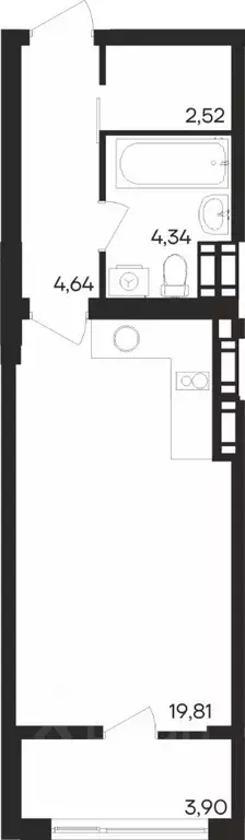 Студия Мурманская область, Мурманск Молодежный проезд, 17 (35.21 м) - Фото 1