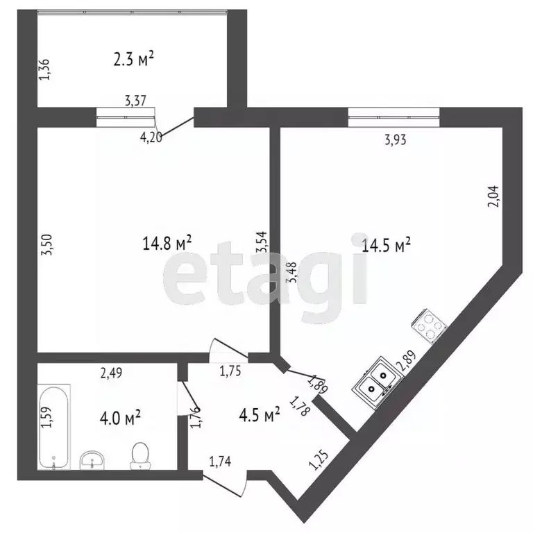 1-к кв. Костромская область, Кострома Профсоюзная ул., 14 (37.5 м) - Фото 1
