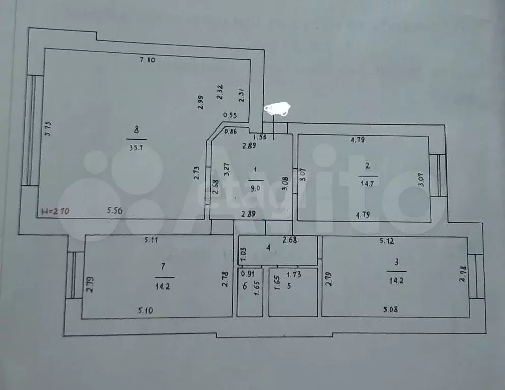 3-к. квартира, 95,4 м, 4/5 эт. - Фото 0