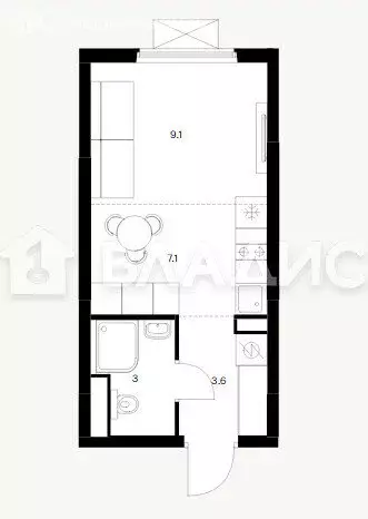 Квартира-студия: Утечино, жилой комплекс Савин Парк, к10 (22.8 м) - Фото 1