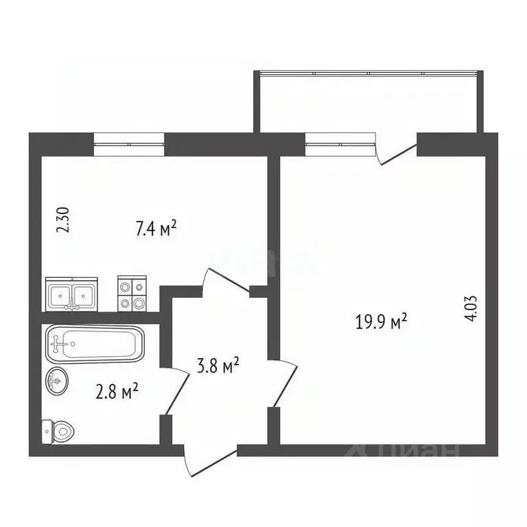 1-к кв. Крым, Щелкино Ленинский район, 1-й мкр, 8 (29.0 м) - Фото 2