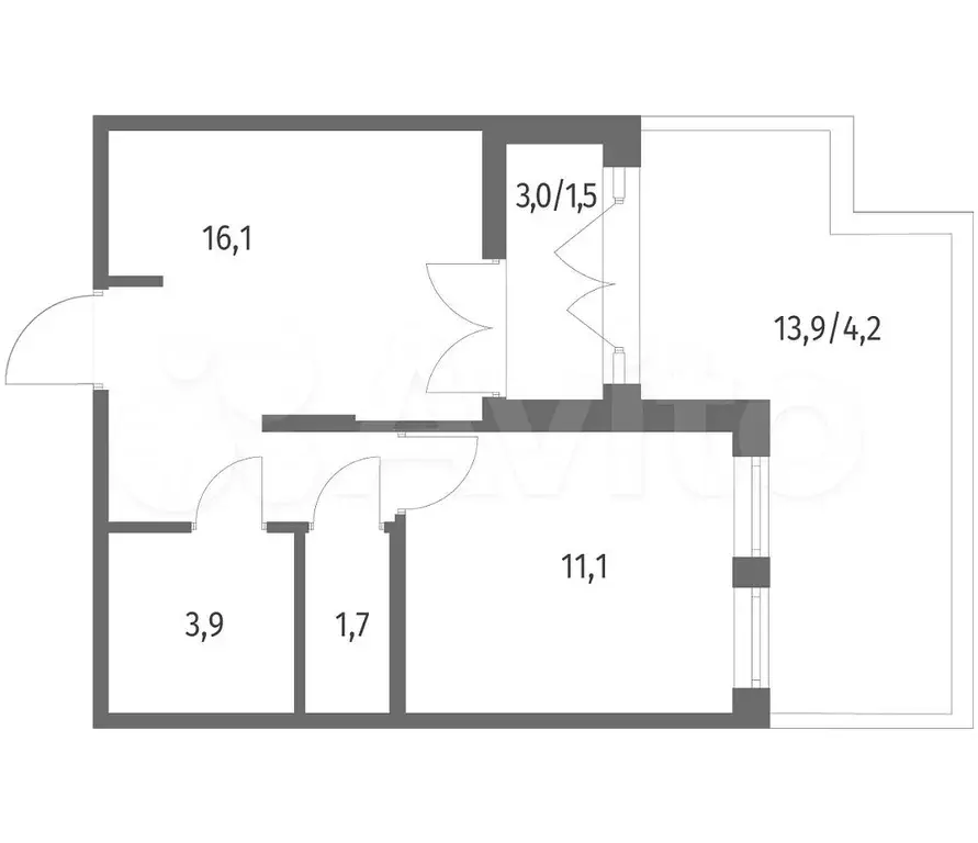 1-к. квартира, 38,5 м, 2/8 эт. - Фото 1