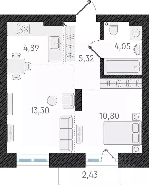 2-к кв. Новосибирская область, Новосибирск Плановая ул., 60А (38.4 м) - Фото 0