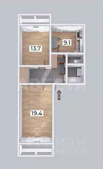2-к кв. Омская область, Омск просп. Мира, 29 (56.0 м) - Фото 1