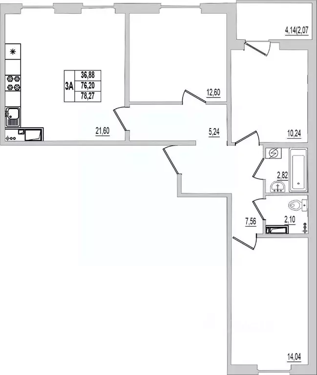 3-к кв. Псковская область, Псков ул. Крестки, 9 (78.27 м) - Фото 0
