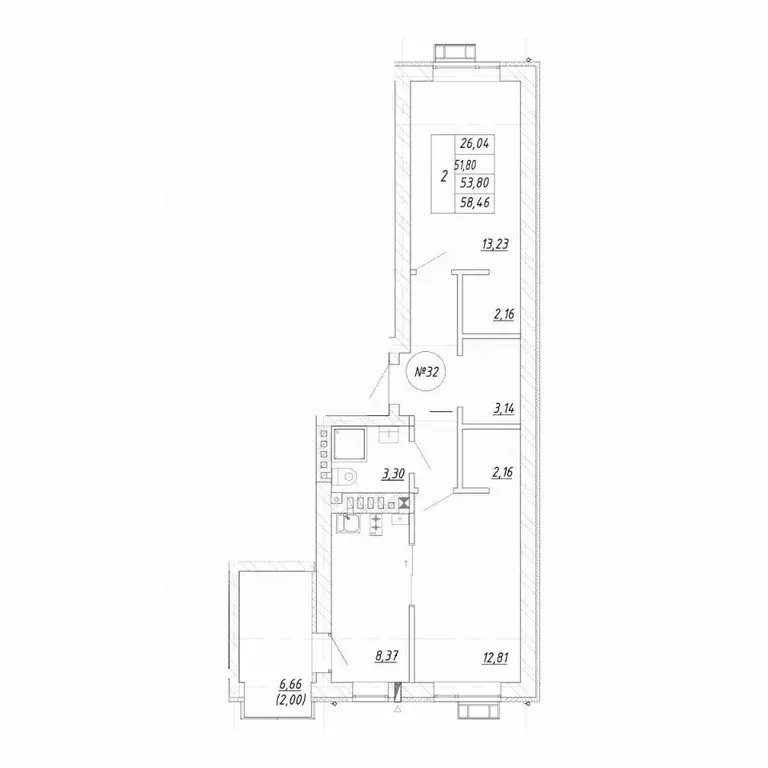 2-к кв. Калининградская область, Зеленоградск  (58.46 м) - Фото 1