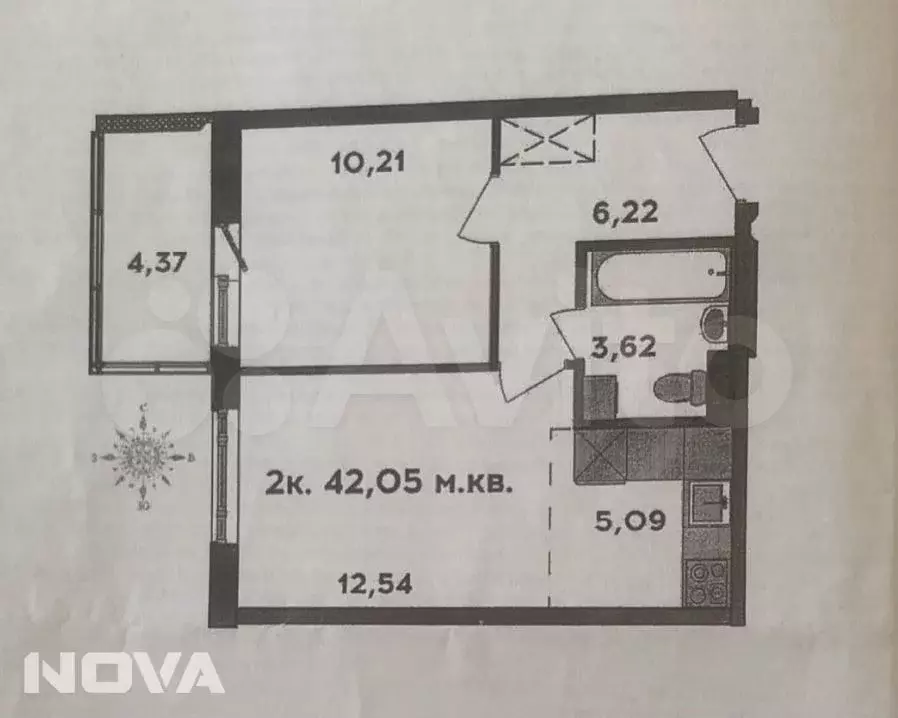 2-к. квартира, 42 м, 3/9 эт. - Фото 0