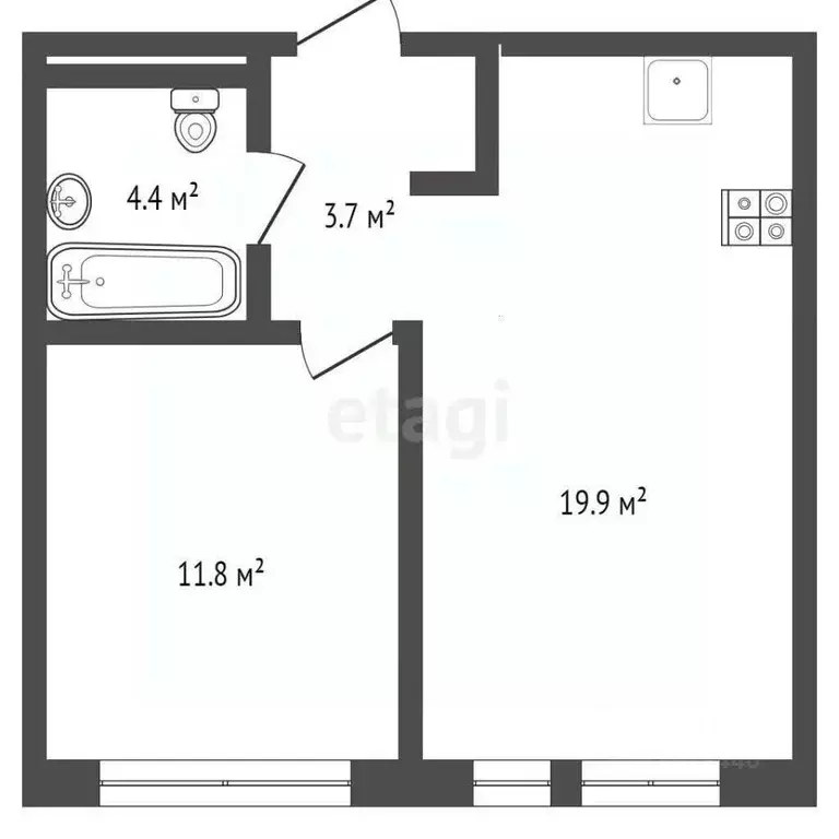 1-к кв. Тюменская область, Тюмень Полевая ул., 117к4 (39.8 м) - Фото 0