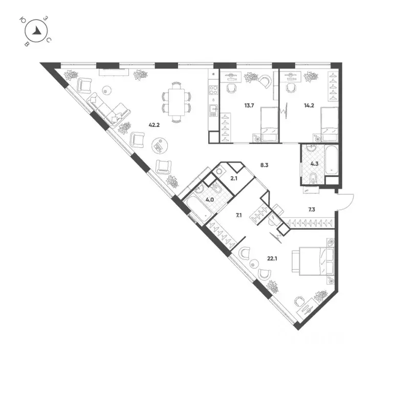 3-к кв. Москва Летниковская ул., 6к2 (125.3 м) - Фото 1