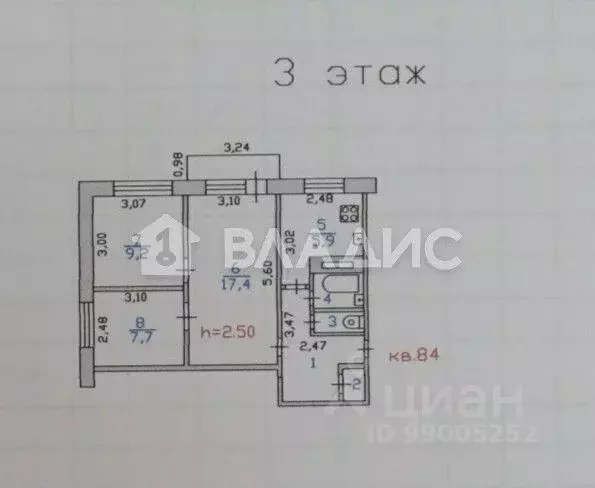 3-к кв. Ивановская область, Иваново ул. Калинцева, 9 (49.2 м) - Фото 2