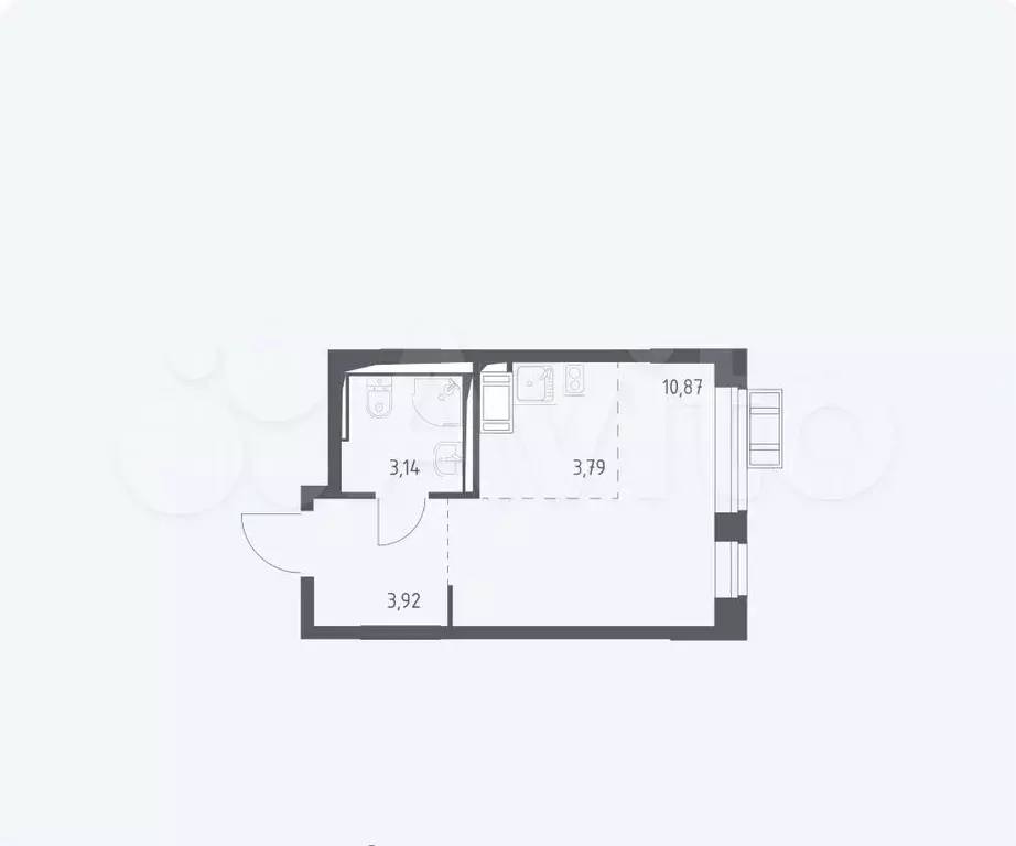 Квартира-студия, 21,5 м, 10/12 эт. - Фото 0