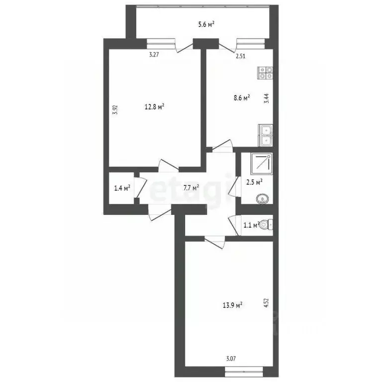 2-к кв. Крым, Сакский район, с. Фрунзе пер. Восточный (48.0 м) - Фото 2