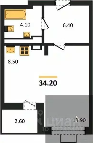 Студия Воронежская область, Воронеж Ключи мкр, Ключи-клаб жилой ... - Фото 1